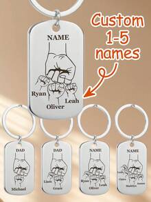 Ayotu Llaveros personalizados con patrón de puño familiar, etiquetas personalizadas para mascotas, colgantes para mochilas, llavero de regalo para maestros para papá, esposo y colegas, regalo del Día del Padre - Multicolor - Ver 13