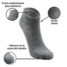 SL.MAX Calcetines tines para mujer, paquete de 12 pares concolores diferentes Blanco, azul, gris y negro, puedes elejis diferentes combinacions o un solo color  tines deportivos ligeros para cualquier deporte. - Gris Claro - Ver 4