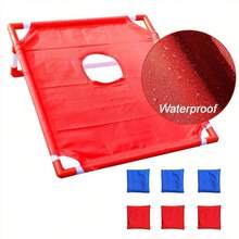 Juego portátil de lanzamiento de sacos de frijoles para niños - Incluye 1 tablero de cornhole plegable y 6 sacos de frijoles (3 rojos, 3 azules) - Ligero, duradero y divertido para jugar en interiores y exteriores, fiestas en el patio, campamentos y juegos grupales