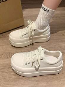 Fashionable Spring Dad Platform Sneakers In Synthetic Material - Beige [upgraded Solid Soft Sole] - View 4