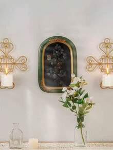 1pc French Style Light Luxury Niche Picture Frames, Classical Carved Retro Resin Picture Frames For Hanging Paintings, Artistic Picture Frames, Tables For Placing Photos, Arched Frames Of Plants And Flowers, American Style Hanging Paintings For Dining Rooms, Living Room Decorations, Bedroom Decorations, Resin Picture Frames For Wall Images, Freely Customizable For DIY Combination