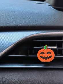 1pc/2pcs Halloween Pumpkin Design Decorative Clip For Air Outlet Of Automobile Air Conditioner, Which Can Put Perfume To Make The Air In The Car Fresh