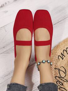 Mocassini piatti da donna con punta quadrata, in maglia a righe, traspiranti, adatti per stile preppy, punk, bohémien, casual, sexy, ideali per uso all'aperto, casa, ufficio, feste, matrimoni, in tutte le stagioni