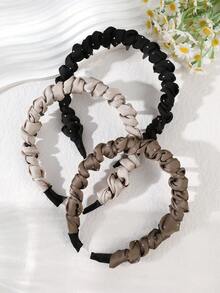 1件简约波浪水钻缎面发箍，蓬松皇冠造型，防滑齿设计，散发优雅气质，适合日常佩戴和清洗，女士发饰，发带，女士发箍，家居美容女士配饰礼品，头部配饰，发饰 - 彩色 - 查看 4