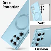 Ốp lưng điện thoại TPU từ tính MagSafe tương thích với Samsung Galaxy S24 S25 S22 S23 Ultra Plus S20 S21 FE Note 20 A35 A55 A05 A15. Chất liệu TPU mềm mại. Cũng tương thích với iPhone 17 Air 16 E 15 14 13 12 11 Pro Max Plus. Quà tặng mùa xuân. - Đỉnh xa màu xanh - Xem 4