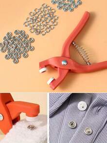 50pcs Snap Button Kit With Plastic Snap Pliers, DIY Craft Invisible Snaps For Sewing On Clothes, Hats, Bags, Pockets, Blankets, Tablecloths And More - Multicolor - View 5