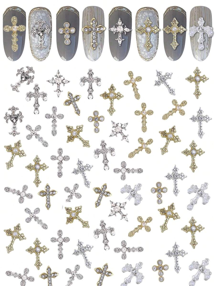 36 件 [哥特十字美甲宝石] 36 件 3D 合金朋克十字美甲饰品 - 十字金属水钻美甲饰品 美甲饰品 美甲钻 水钻 - DIY 美甲装饰 美甲用品 美甲 - 彩色 - 查看 1