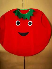 Fun Tomato Costume Set (With Headwear) Fo22pcs/R Both Men And Women, Fruit-Themed Cosplay Costume, Lightweight And Breathable Fabric, Eye And Mouth Design, Essential For Halloween, Book Day, Role-Playing And Theme Parties, Funny Character Design, Small Leaf Details, Durable Vegetable Shape, Exclusive For Enthusiasts