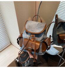 2025 New Fashion Backpack Outdoor Travel Texture Single Shoulder Crossbody Bag Solid Color Backpack Handheld - Black - View 7