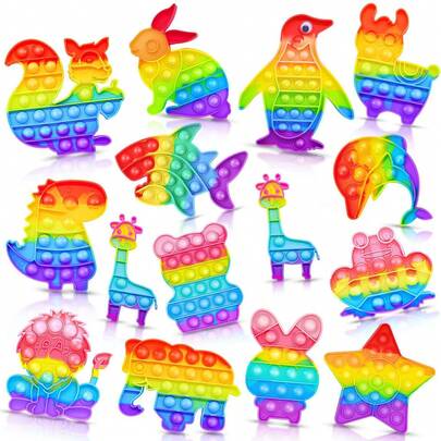 1/3/5/8 件随机款式泡泡玩具套装，推彩虹泡泡感官玩具恐龙熊羊驼冰淇淋焦虑自闭症压力缓解，礼品袋填充物圣诞节生日礼物，适合儿童成人