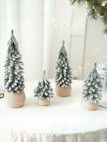 4 cây thông Noel nhân tạo nhỏ - Cây thông mini phủ tuyết có đế vải lanh, không cần lắp ráp, trang trí để bàn chân thực thích hợp cho gia đình, văn phòng hoặc quà tặng - Vật liệu PE và nhựa, tiết kiệm không gian trang trí ngày lễ, trang trí cây thông Noel, thiết kế đế dệt trang trí nhà trang trí Giáng sinh trang trí phòng trang trí Giáng sinh mùa đông quà tặng Giáng sinh trang trí nhà trang trí Giáng sinh - Nhiều màu - Xem 2