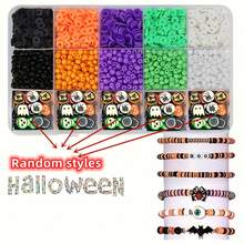 2000pcs/Set 2-10mm Halloween Colored Millet Beads, Halloween Soft Ceramic Bead Set Box, Can Be Used As Gifts, Decorations, Couple Bracelets, DIY Jewelry, Bracelet Accessories