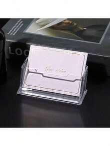 1pc Acrylic Transparent Desktop Business Card Holder, Clear Layered Card Storage Box, Plastic Made Small Card Organizer, Suitable For Storing Business Cards, Place Cards, Cards In Various Occasions, Exhibitions, Daily Use