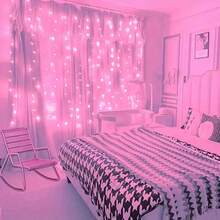 8-Mode Remote Control Curtain Lights, 4 Color Choices, Suitable For Valentine's Day, Family Gathering, Garden, Holiday, Birthday Party, Fairy Tale Wreath, Bedroom, Romantic Pink Atmosphere, Camping, Wedding Party Decoration - USB Curtain Light String - View 3