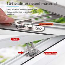 Limitador de ventana de marco, soporte de ventana de acero inoxidable, gancho de viento, pestillo, soporte de viento, retenedor, bloqueo de bisagra, protector de - Solo queda el tipo B - Ver 6