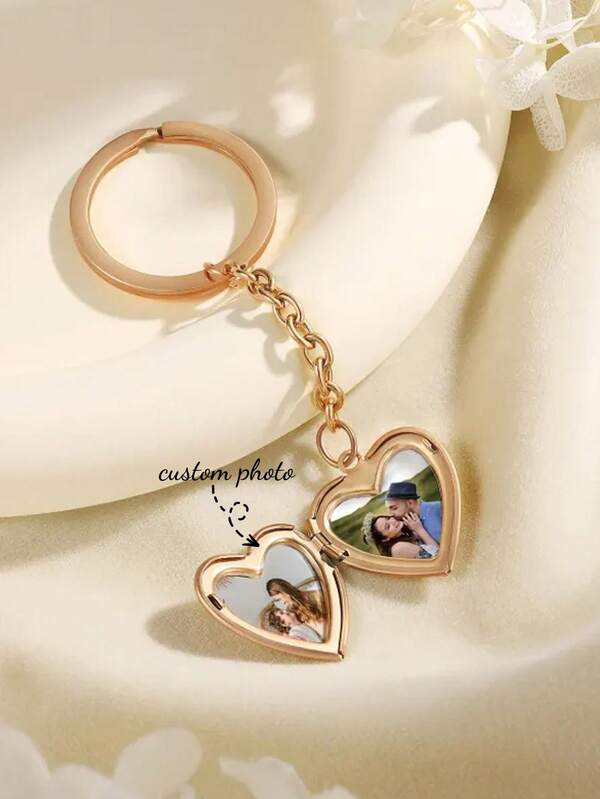Customized Heart-Shaped Photo Keychain For Boyfriend/Father/Family As A Warm Gift/Graduation Gift/Anniversary Celebration Gift