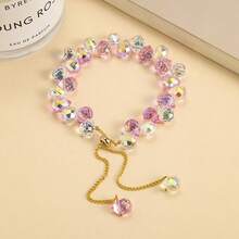 Fashion Colorful Imitation Crystal Bracelet For Women Girls Exquisite Sparkling Stone Beads Rope Chain Strand Bracelets Jewelry - Pink - View 3