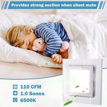 Bathroom Exhaust Fan With Light, 20W Bathroom Fan With LED Light Combo, 110 CFM 1.5 Sones Quiet Bathroom Vent Fan, Suitable For Toilet, Office, Hotel - White - View 4
