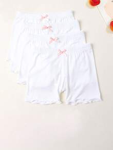 4pcs/Pack Baby Girls' Cute & Simple Style Safety Shorts - White - View 2