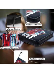 Card Binder,Zip Trading Card Binder 4 Pocket,Removable Football Card Binder,Game Card Folder,50 Double Side Pages Card Collection Folder,Trading Card Album Folder Hold Up To 400 Cards,Football Cards,Trading Card Binder,Trading Cards - Multicolor - View 3