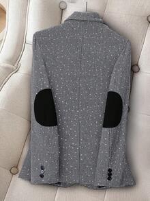 HOMEYEE Blazer con applicazioni di paillettes a maniche lunghe, giacca elegante casual da ufficio in stile vintage, adatta per tutte le stagioni, autunno/inverno - Grigio - Visualizzare 2