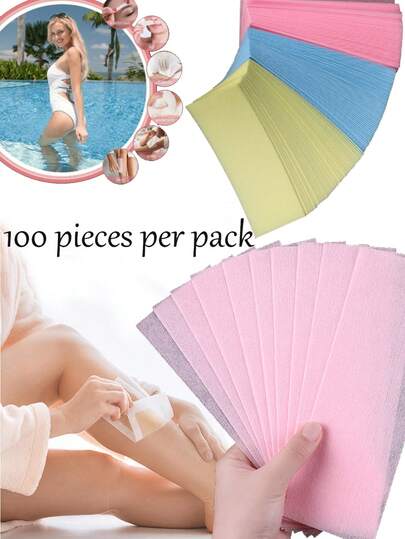 100 piezas/80 piezas/50 piezas Tiras de cera unisex, accesorios de depilación, ¡se deben usar con cera! (Cera no incluida) Accesorios de papel de cera, tiras de cera profesionales desechables para salones, productos y accesorios esenciales de depilación para barberías, salones de belleza, viajes/Papel de cera no tejido desechable, accesorios de depilación Tiras de cera