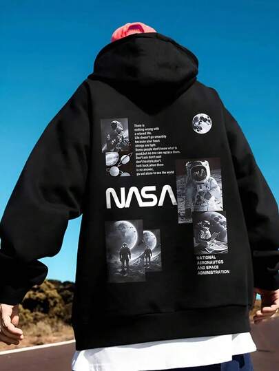Tween Boy Space Landscape Printed Patterns Casual Style Hooded Sweatshirt, Can Be Worn In Autumn And Winter, And Matched With Shopping, School, Travel, Party Back To School Pullover Autumn, Graduation Ceremony, Suitable For Daily Wear