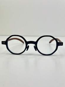[Betsy]Oak Breeze–Retro Octagonal Eyeglasses, Engraved Wood Temple, Unisex, Lightweight - Ébano Noite - 查看 4