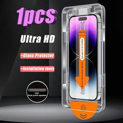 1 件超清晰钢化玻璃屏幕保护膜，自清洁安装，无气泡，兼容 Dynamic Island，高清清晰度，易于安装，兼容 Iphone11-16/17/17Plus/17ProMax（不包括 Mini）屏幕保护必备，适用于日常防护、办公室、家用手机屏幕保护膜手机配件防水防震防摔防刮