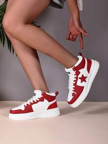 1 Pair Thick Sole Comfortable Plus Size Casual Sneakers For Teenage Boys, Waterproof, Suitable For Street, Daily, School Wear, High-Top Shoes