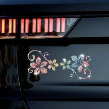 1片闪亮藤蔓花卉汽车贴纸，植物花卉图案，自粘式，不留残胶，易于安装，适用于汽车、卡车、摩托车、玻璃窗、笔记本电脑、植物爱好者等。 - 均碼 - 查看 6