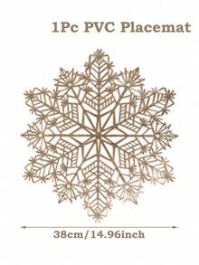 1pc Christmas Placemat, Gold Snowflake Shaped Pvc Placemat, Christmas Table Mats, Dinner Mat, Washable, Easy Clean, Wipe-Clean, Non-Slip, Heat-Resistant, Christmas Decorations For Home, Dining Table Decor, Merry Christmas Party Decoration Supplies, Home Decor, Room Decor, Christmas Kitchen Decor, Christmas Gifts, Xmas Party Decor, Christmas Decor, Birthdays, Weddings, 2026 New Year Decor