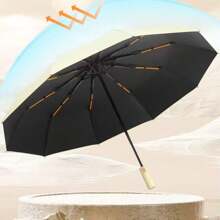 1pc Contrast Color Fully Automatic Umbrella, Sunshade & Rainproof, Super Windproof Umbrella For Men & Women, Large Size, Rainproof, Sunproof, UV Protection, Foldable