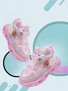 2025秋冬新款美式女童夜光运动鞋，休闲时尚儿童LED发光跑步鞋 - 粉色 - 查看 3