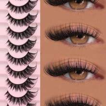 10 Pairs Of Perfect Makeup Faux Mink Eyelashes - Luxurious & Wispy & Fluffy Cat Eye Style, Natural Look Strip Lashes, D Curl, Fragrance-Free, Voluminous Multi-Pair Pack For Dramatic Eye Enhancement - Black - View 2