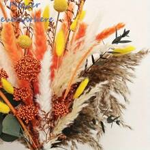 25/43 Pcs Autumn Fluffy Reed And Rabbit Tail Reed Bouquet - Suitable For Wedding, Home And Office Decoration, Unique Bohemian Style, Perfect For Room, Various Occasion Decoration, Natural Flower Arrangement, Such As Christmas, Valentine's Day, Thanksgiving, Mother's Day, Graduation Ceremony, Dried Flower Bouquet