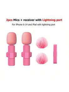 Wireless Lavalier Microphone For Smartphone, Plug-Play Wireless Microphone For Video/Audio Recording, Clip On Lapel Mic For Interview/Vlog/Teaching - Hot Pink - View 12