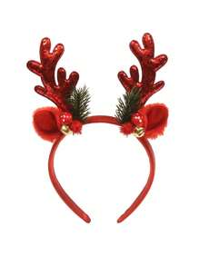 2pcs/1pc Christmas Headband For Adults & Kids, Cute Glowing Deer Antler Headpiece, Woodland Style Hair Accessories, Reindeer Antler Headband For Christmas Party & Photo Shoot Halloween