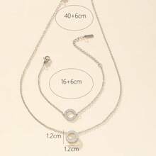 1 件简约圆形吊坠项链，奢华适合日常佩戴 - 銀色 - 查看 2