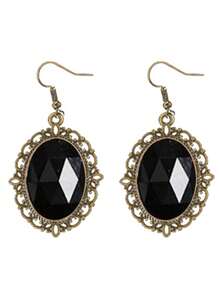 1 套女士复古暗黑哥特风格黑色宝石项链、手链、耳环首饰套装 - 彩色 - 查看 3