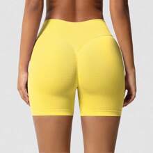 Seamless Butt Lifting Biker Shorts For Women - High-Waisted, Ideal For Yoga, Running & Outdoor Activities - Yellow - View 15