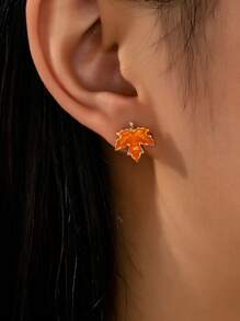 1 pereche cercei emailați cu frunze de arțar pentru toamnă, bijuterii cu frunze, bijuterii cu vibrații de Ziua Recunoștinței pentru femei, cadou pentru mamă, soție, prietenă