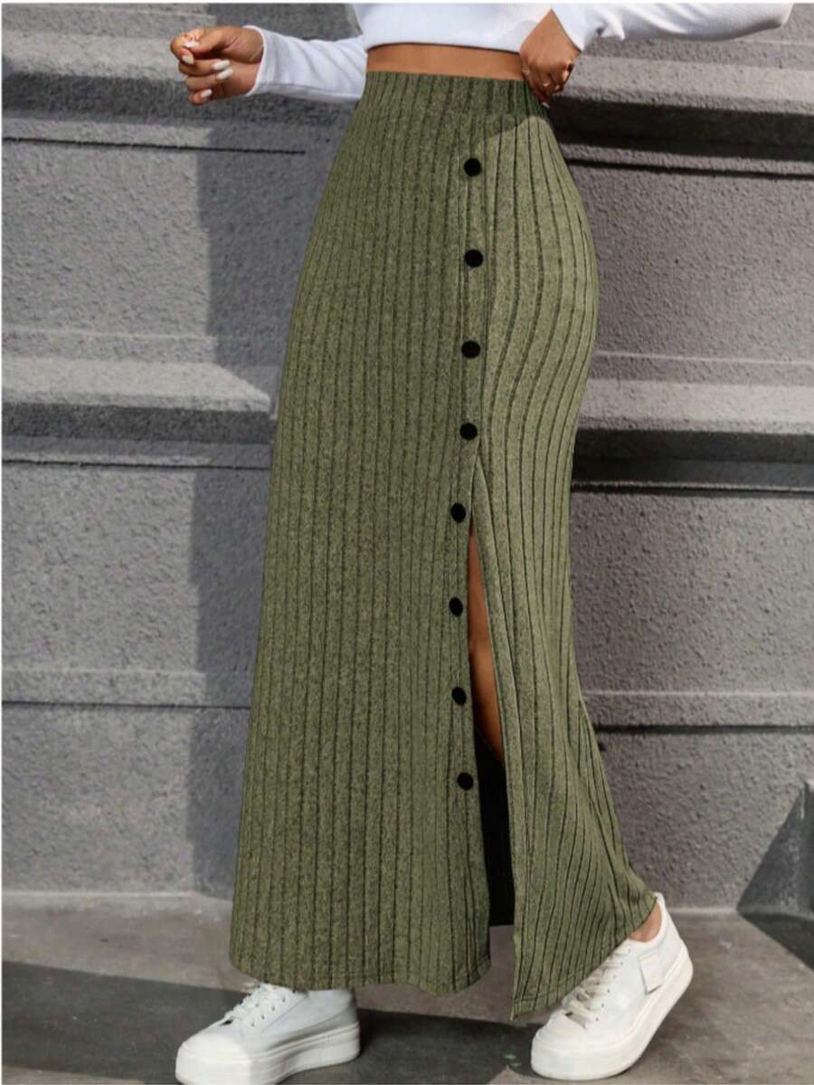 Falda Dama Larga Casual Elegante Mujer falda midi mujer - Verde - Ver 1