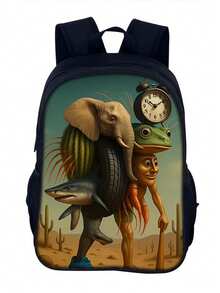 New Printed Large Capacity Backpack, Suitable For Teenagers, Essential For Back To School Season, Minimalist & Stylish Backpack, Lightweight & Relieving Printed Polyester Travel Backpack, Large Capacity Bag - Multicolor - View 8