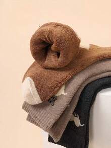 5双装男士加厚冬季袜子 - 秋冬季保暖内衬袜，温暖毛巾质感老爹袜，舒适保暖 - 彩色 - 查看 8