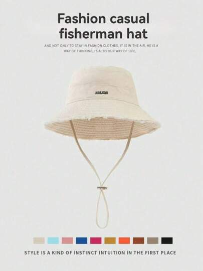 A Beige Korean Style Fur-Edged Wide-Brimmed Bucket Hat Suitable For Outdoor Hiking In Summer And Autumn. It Is A Sun Hat For Women. It Is Fashionable And Versatile For Commuting In All Seasons. It Is Suitable For Halloween, Christmas, Thanksgiving And All Other Holidays.