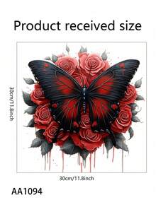 1 Pc Creative Design Blood Red Rose Butterfly Dripping Blood Shape Personalized Wall Sticker Bathroom Living Room Door Window Glass Background Wall Decoration Wall Sticker Decorative Painting