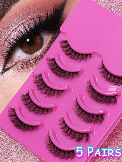 5 pares de pestañas postizas naturales de visón 3D esponjosas y suaves, pestañas largas y sedosas de múltiples capas para bodas, fiestas y clubes, reuniones de trabajo diarias. Pestañas postizas naturales cómodas de usar con cola de ala de ojos alargada y pestañas postizas completas realistas.