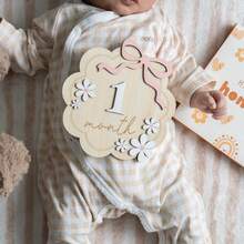 新生儿里程碑道具 婴儿成长摄影道具 新生儿礼物派对 性别揭晓派对 婴儿配件 - 粉紅色1 - 查看 5