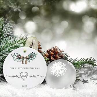 First Christmas As A Couple 2025 Ornaments, First Year Wedding Ornaments For Newlyweds, Our First Married Christmas Ornaments, Acrylic Hanging Ornaments… Home Decor Christmas Decorations Room Decor Winter
